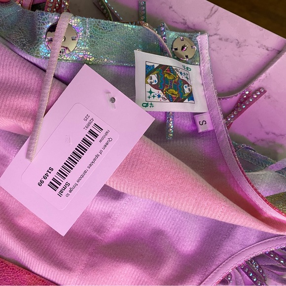 Queen of sparkles space cowgirl leather crop tank top fringe glit… - Picture 2 of 7